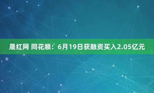 晟红网 同花顺：6月19日获融资买入2.05亿元